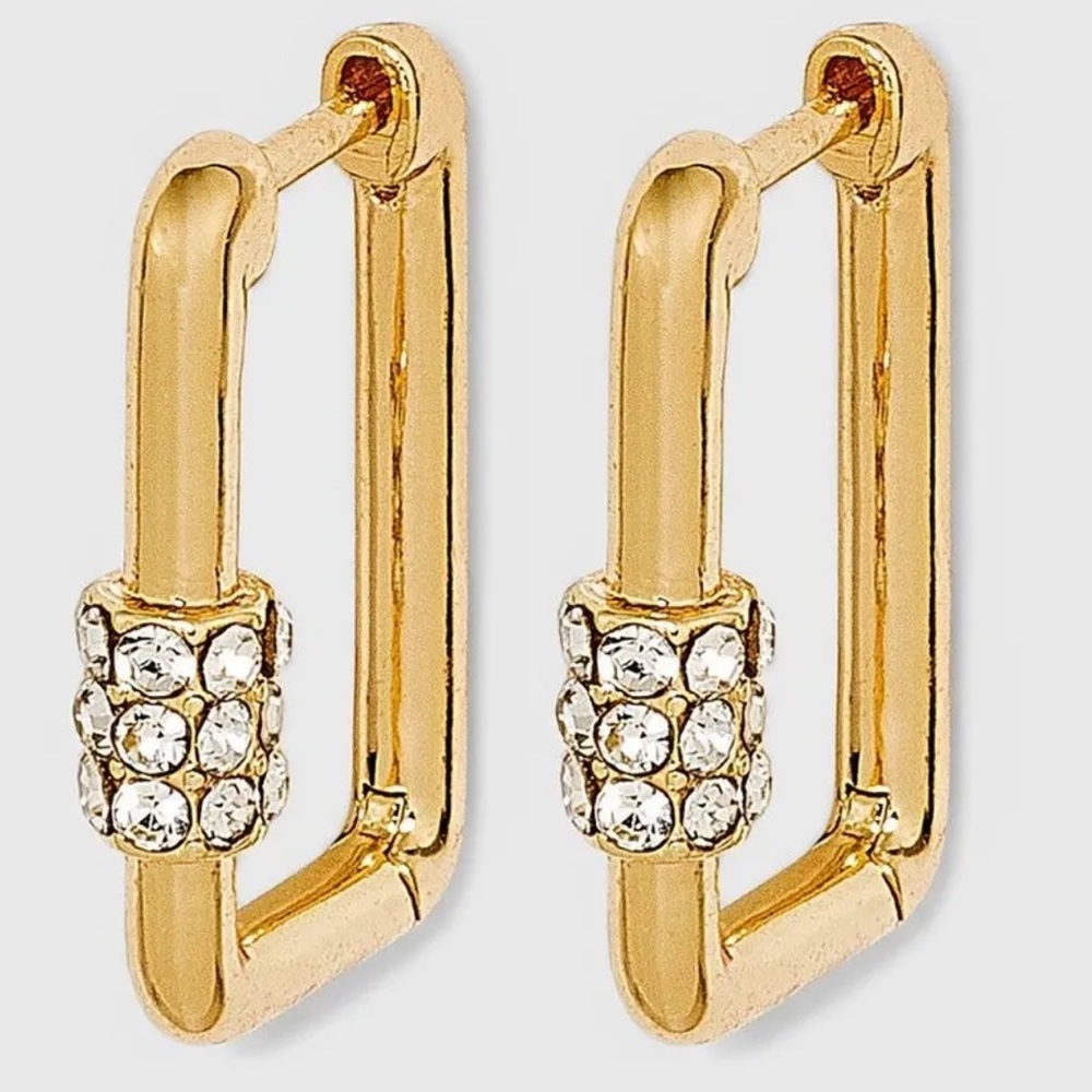 NEW SUGAR FIX  By Baublebar Huggie Hoop Goldtone Gem Accent Earrings Nickel Free